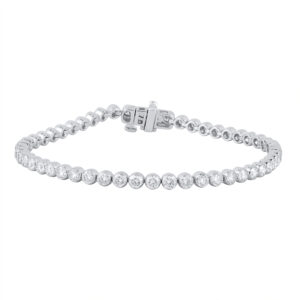 14K GOLD Round Lab Grown Diamond BEZEL Tennis Bracelet - 7 Inches
