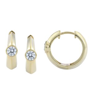 14K GOLD Round Lab Grown Diamond Solitaire Hoops