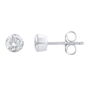 14k GOLD Round Lab Grown Diamond Bezel Set Solitaire Stud Earrings