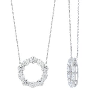 14K Gold Round and Oval Lab Grown Diamond Circle of Life Pendant