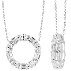 14K Gold Lab Grown Diamond Circle of Life Pendant (Oval & Emerald Cut)