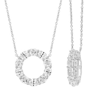 14K Gold Lab Grown Diamond Circle of Life Pendant (Cushion & Oval)