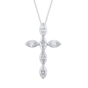 14K Gold Lab Grown Diamond Fancy Shape Marquise Cross Pendant (6 CT)
