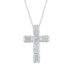 14K Gold Lab Grown Diamond Fancy Shape Radiant Cut Cross Pendant (6 CT)