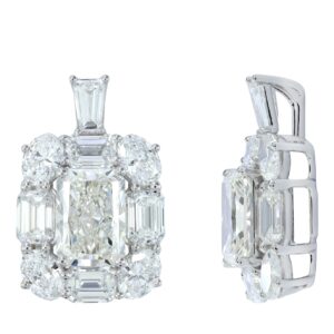 14K Gold Lab Grown Diamond Side Baguette Fancy Radiant Cut Center Pendant (4 3/4 CT)