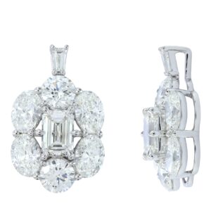 14K Gold Lab Grown Diamond Side Oval Pendant with Fancy Emerald Cut Center (8 1/4 CT)