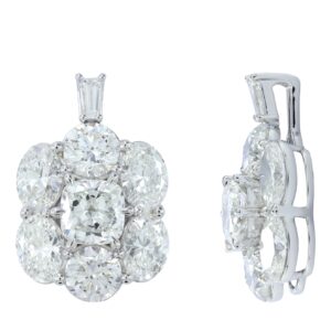 14K Gold Lab Grown Diamond Side Oval Fancy Cushion Cut Center Pendant (8 3/4 CT)