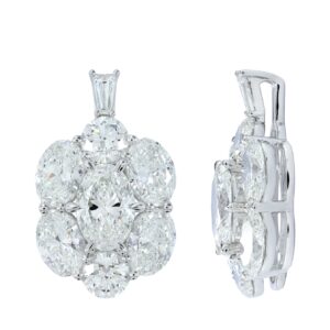 14K Gold Lab Grown Diamond Side Oval Fancy Oval Cut Center Pendant (7 3/4 CT)