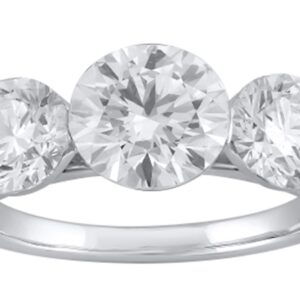 14K Gold Round Lab Grown 3 Stones Ring
