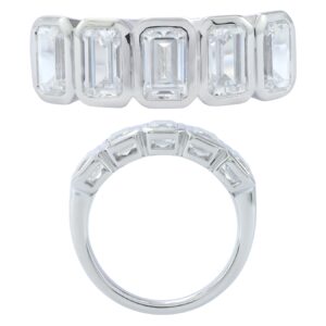 14K Gold Lab Grown Diamond Bezel Set Band 3.75 CT Emerald Cut