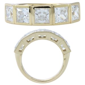 14K Gold Lab Grown Diamond Bezel Set Band 3.75 CT Princess Cut