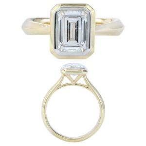 14K Gold Lab Grown Diamond Ring Emerald Cut 2 CT WT