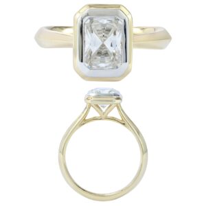 14K Gold Lab Grown Diamond Ring Radiant Cut 2 CT WT