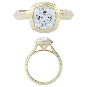 14K Gold Lab Grown Diamond Ring Cushion Cut 2 CT WT
