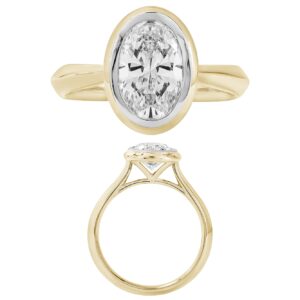 14K Gold Lab Grown Diamond Ring Oval Cut 2 CT WT