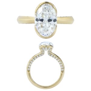 14K Gold Lab Grown Diamond Ring Oval Cut 3 CT Center with 1/2 CT Side Diamonds