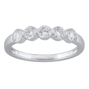 14K Gold Round Lab Grown 5 Stones Ring