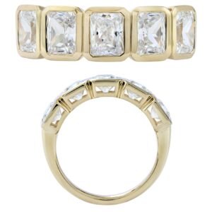 14K Gold Lab Grown Diamond Bezel Set Band 3.75 CT Radiant Cut