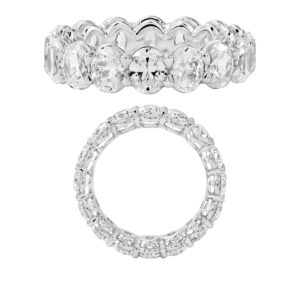 14K Gold Lab Grown Diamond Classic Eternity Band 5.25 CT (0.33 CT Each) Oval Cut