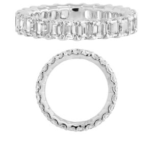 14K Gold Lab Grown Diamond Classic Eternity Band 3.75 CT (0.15 CT Each) Emerald Cut