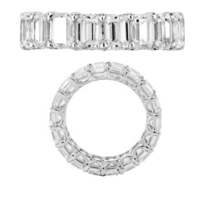14K Gold Lab Grown Diamond Classic Eternity Band 9 CT (0.50 CT Each) Emerald Cut