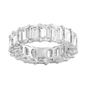 14K Gold Lab Grown Diamond Classic Eternity Band 13.5 CT (0.75 CT Each) Emerald Cut