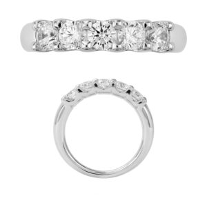 14K Gold Lab Grown Diamond 5 Stone Band 1 CT Round Cut