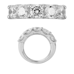 14K Gold Lab Grown Diamond 5 Stone Band 2 CT Round Cut