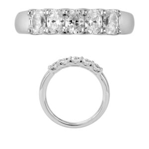 14K Gold Lab Grown Diamond 5 Stone Band 1.5 CT Oval Cut