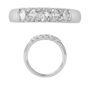 14K Gold Lab Grown Diamond 5 Stone Band 2 CT Oval Cut