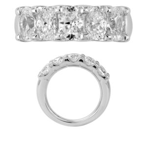 14K Gold Lab Grown Diamond 5 Stone Band 3.75 CT Oval Cut
