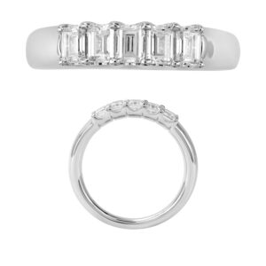 14K Gold Lab Grown Diamond 5 Stone Band 1 CT Emerald Cut