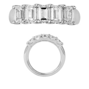 14K Gold Lab Grown Diamond 5 Stone Band 2.5 CT Emerald Cut