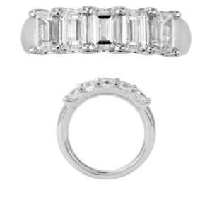 14K Gold Lab Grown Diamond 5 Stone Band 3.75 CT Emerald Cut