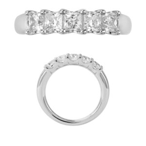 14K Gold Lab Grown Diamond 5 Stone Band 1.5 CT Princess Cut