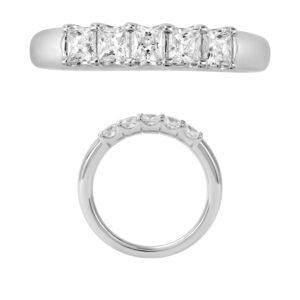 14K Gold Lab Grown Diamond 5 Stone Band 2 CT Princess Cut