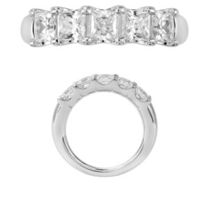14K Gold Lab Grown Diamond 5 Stone Band 2.5 CT Princess Cut