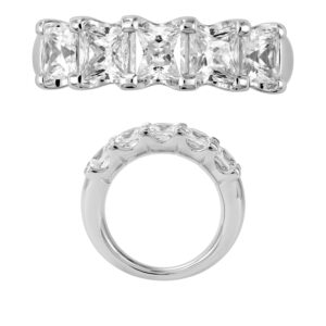 14K Gold Lab Grown Diamond 5 Stone Band 3.75 CT Princess Cut
