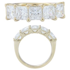 14K Gold Lab Grown Diamond 5 Stone Band 3.75 CT Princess Cut