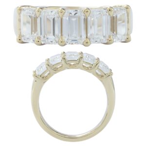 14K Gold Lab Grown Diamond 5 Stone Band 3.75 CT Emerald Cut