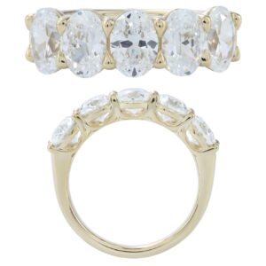 14K Gold Lab Grown Diamond 5 Stone Band 3.75 CT Oval Cut