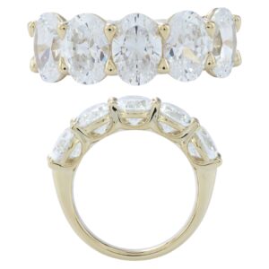 14K Gold Lab Grown Diamond 5 Stone Band 5 CT Oval Cut
