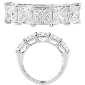 14K Gold Lab Grown Diamond 5 Stone Band 5 CT Princess Cut