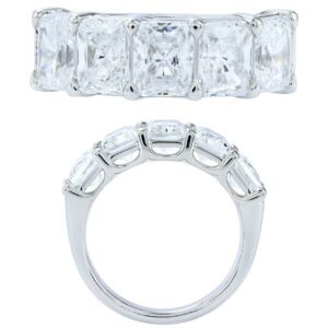 14K Gold Lab Grown Diamond 5 Stone Band 5 CT Radiant Cut