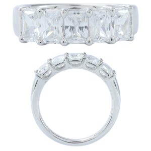14K Gold Lab Grown Diamond 5 Stone Band 2.5 CT Radiant Cut