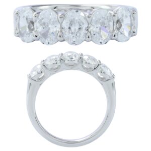 14K Gold Lab Grown Diamond 5 Stone Band 2.5 CT Oval Cut