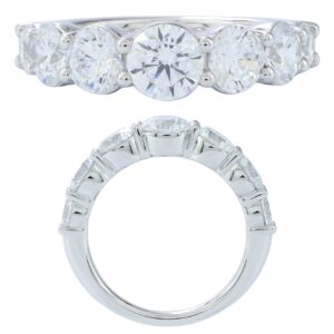 14K Gold Lab Grown Diamond Graduating Band 3 CT Round Cut