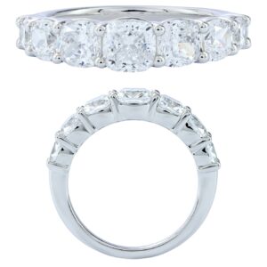 14K Gold Lab Grown Diamond Graduating Band 3 CT Cushion Cut