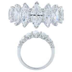 14K Gold Lab Grown Diamond Graduating Band 3 CT Marquise Cut
