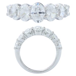 14K Gold Lab Grown Diamond Graduating Band 3 CT Oval Cut